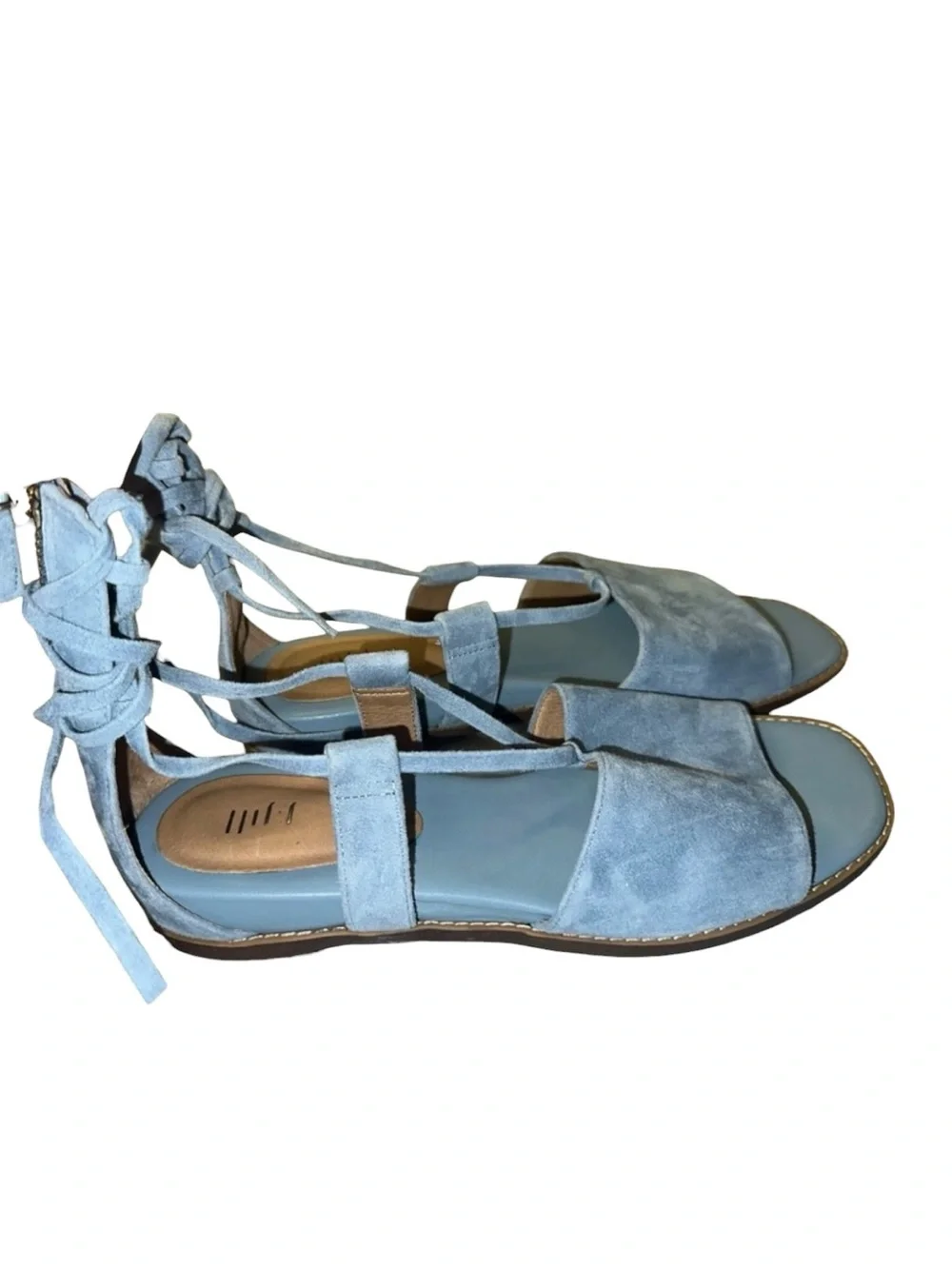 J. Jill Blue Suede Lace-Up Women’s Size 8 Ankle Wrap Gladiator Flat Sandals